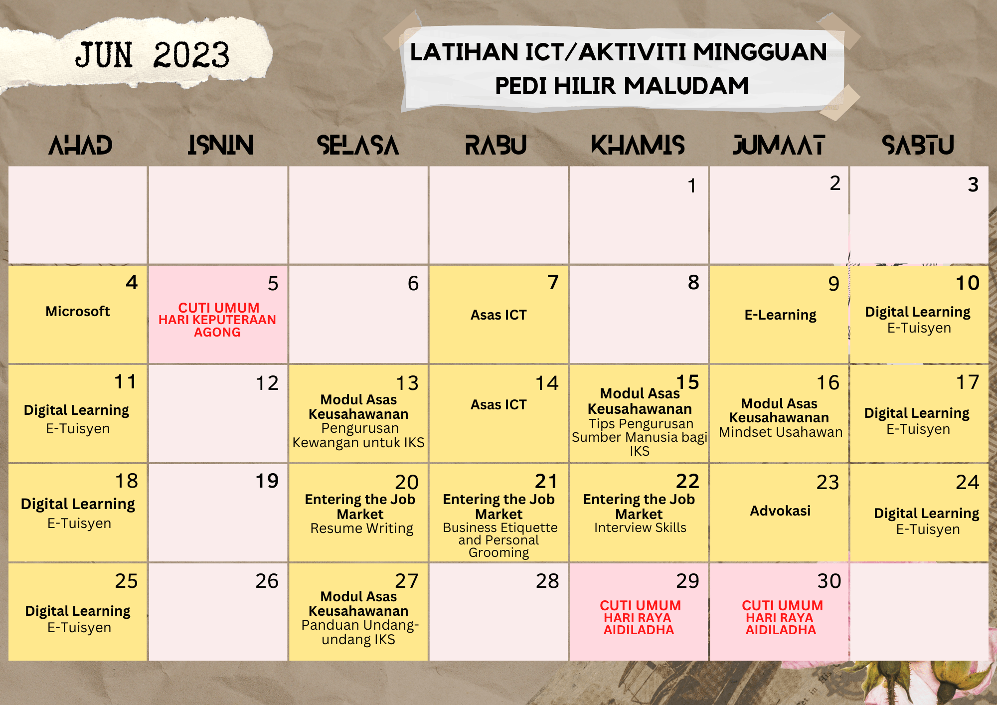 JADUAL AKTIVITI JUN 2023