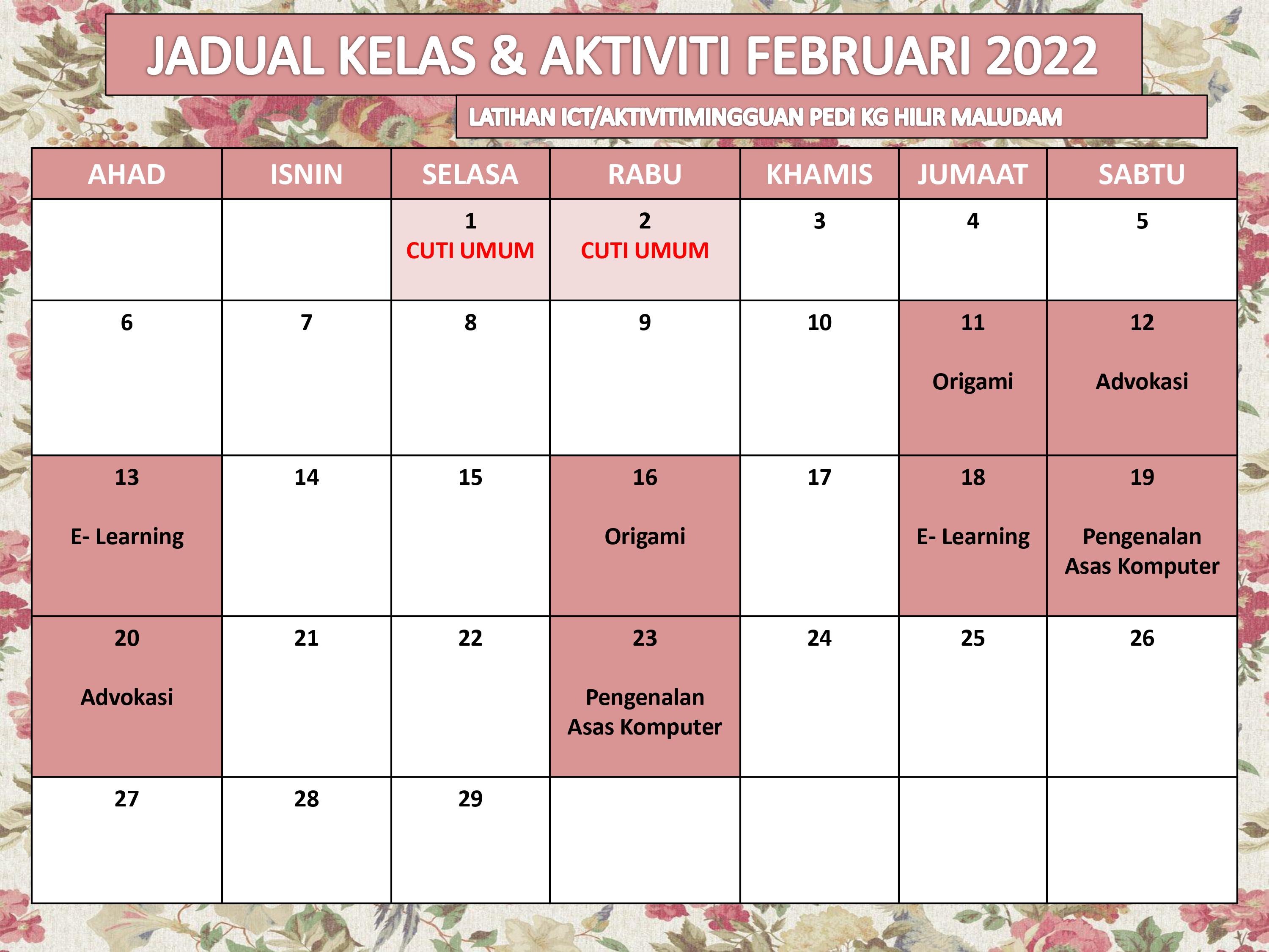 JADUAL FEB 2022