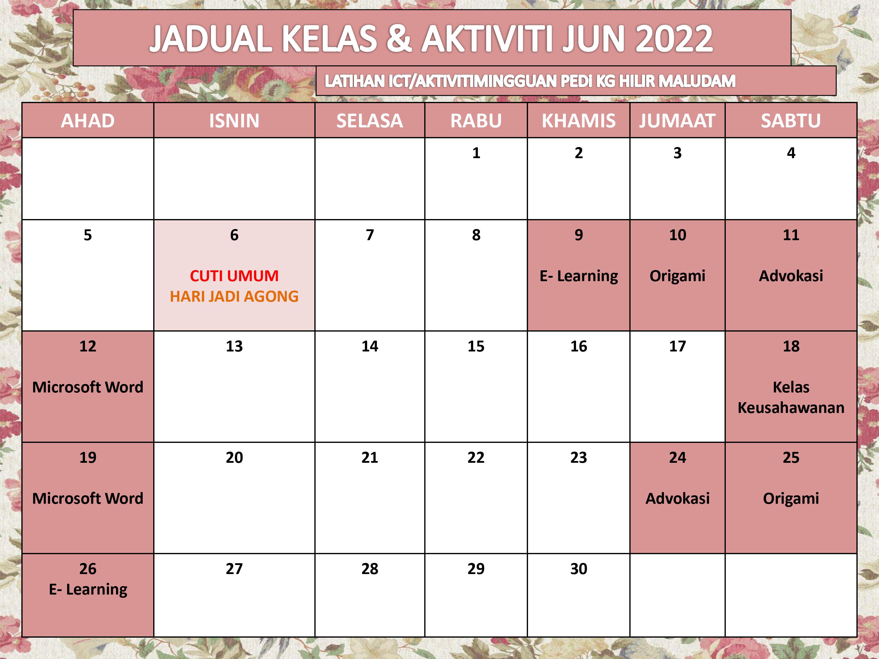 JADUAL JUN 2022